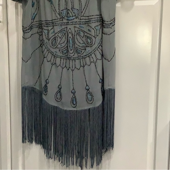 FREE PEOPLE CELESTIAL BEADED FRINGE FLAPPER BOHO V NECK DRESS WOMEN’S Sz M - Picture 16 of 16